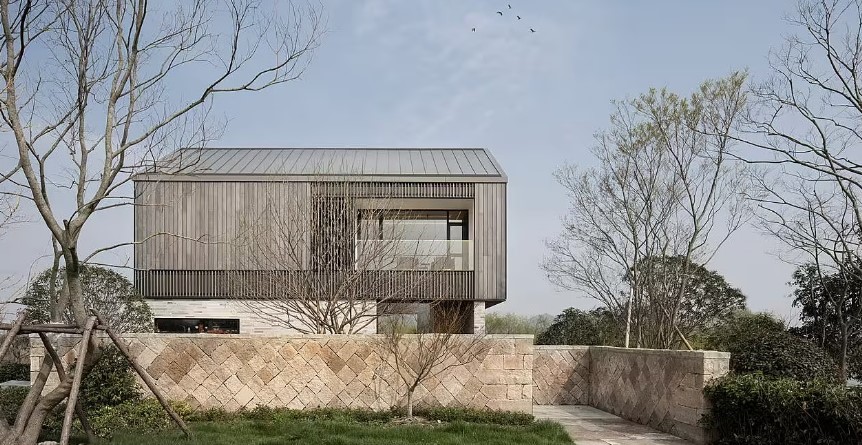 China: Cabaña en el humedal del lago Jianyang - UrbanFabric Design